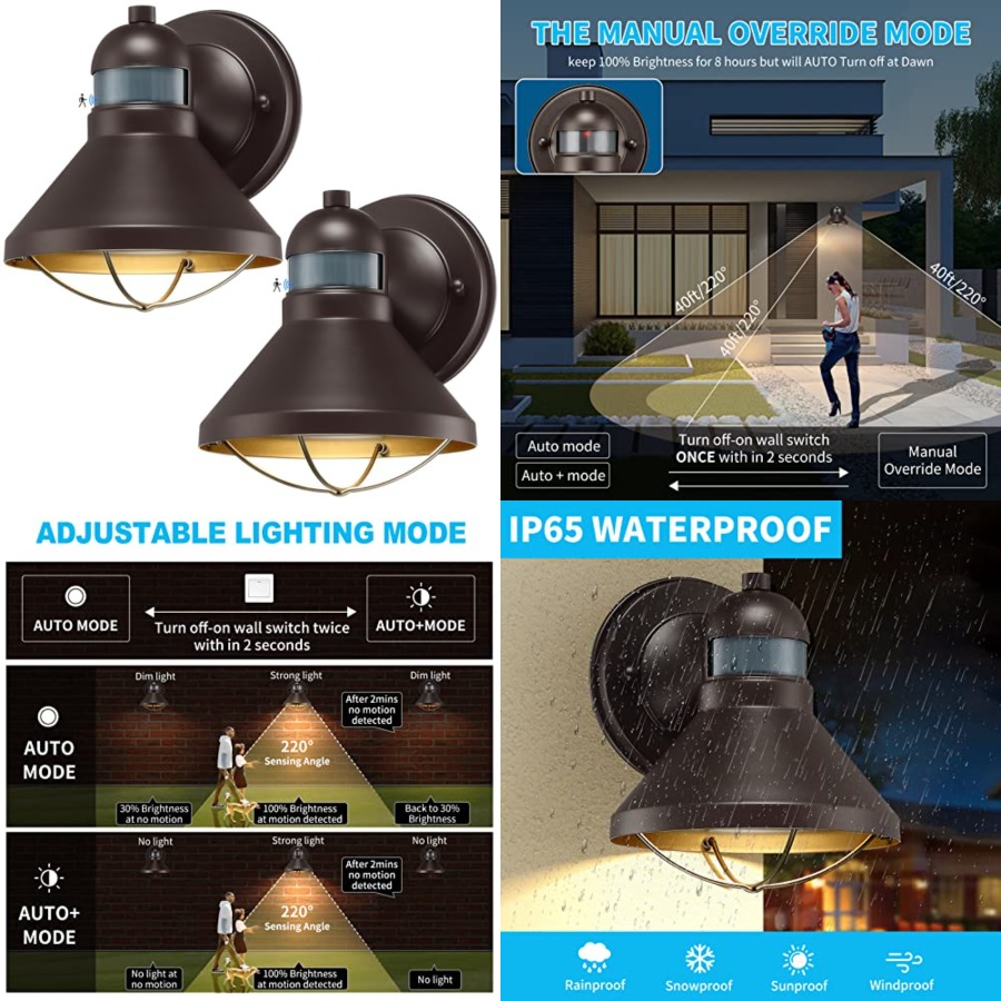 Outdoor Lighting Lanterns - Zestaw 2 szt. Zewnętrznych kinkietów LED