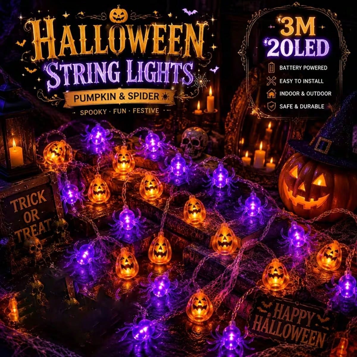 Outdoor Lighting For Front Of House - 1 szt. Halloweenowa dynia z 10/20