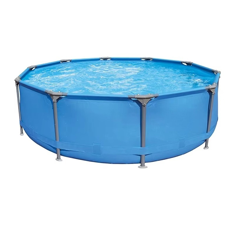 Outdoor Lighting Around Pool - Basen okrągły z niebieską ramą, 3,05